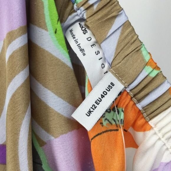 ASOS DESIGN Ruched Side Midi Skirt in Floral Swirl Print 8 NWT - Picture 2 of 8